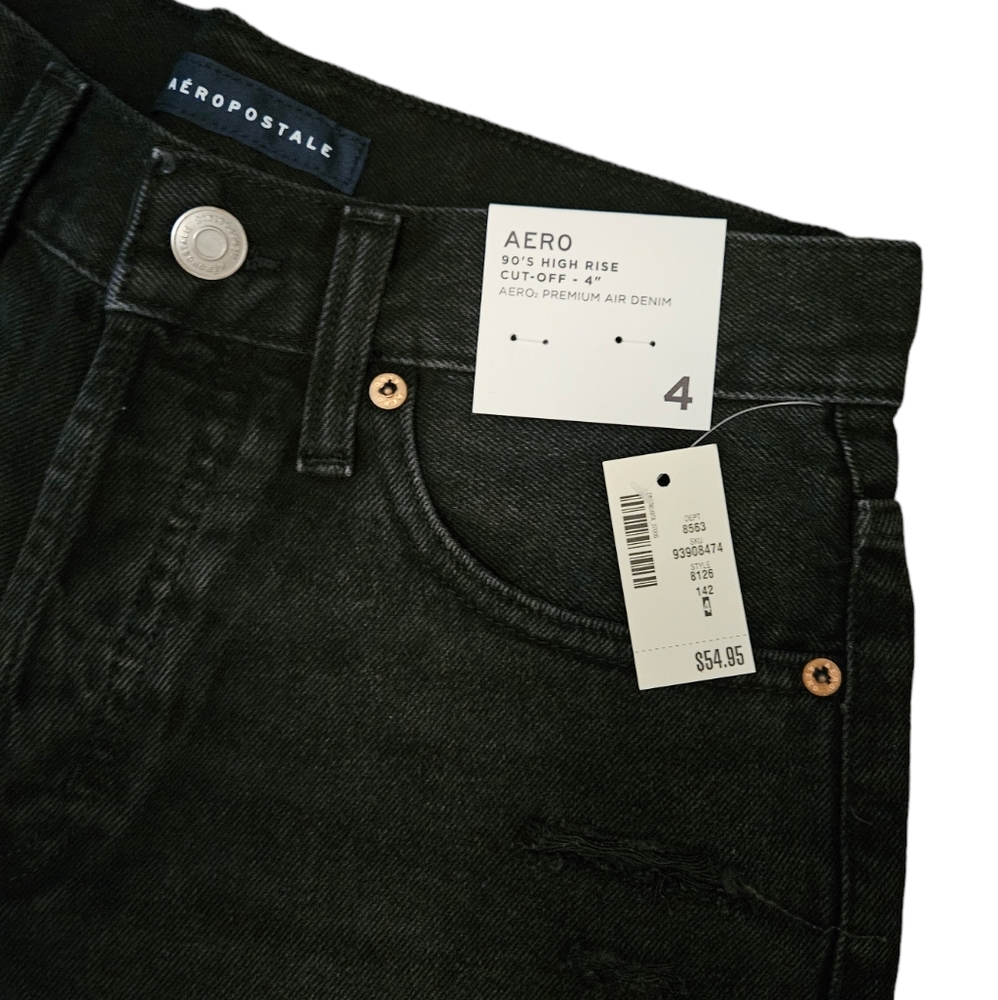 Aeropostale 90's High Rise Black Denim Shorts - Picture 7 of 7